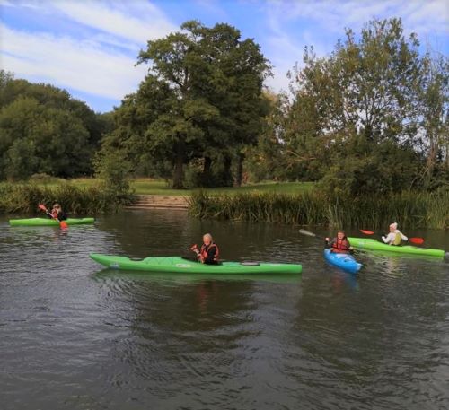 Group in Hire Kayaks on the River Great Ouse