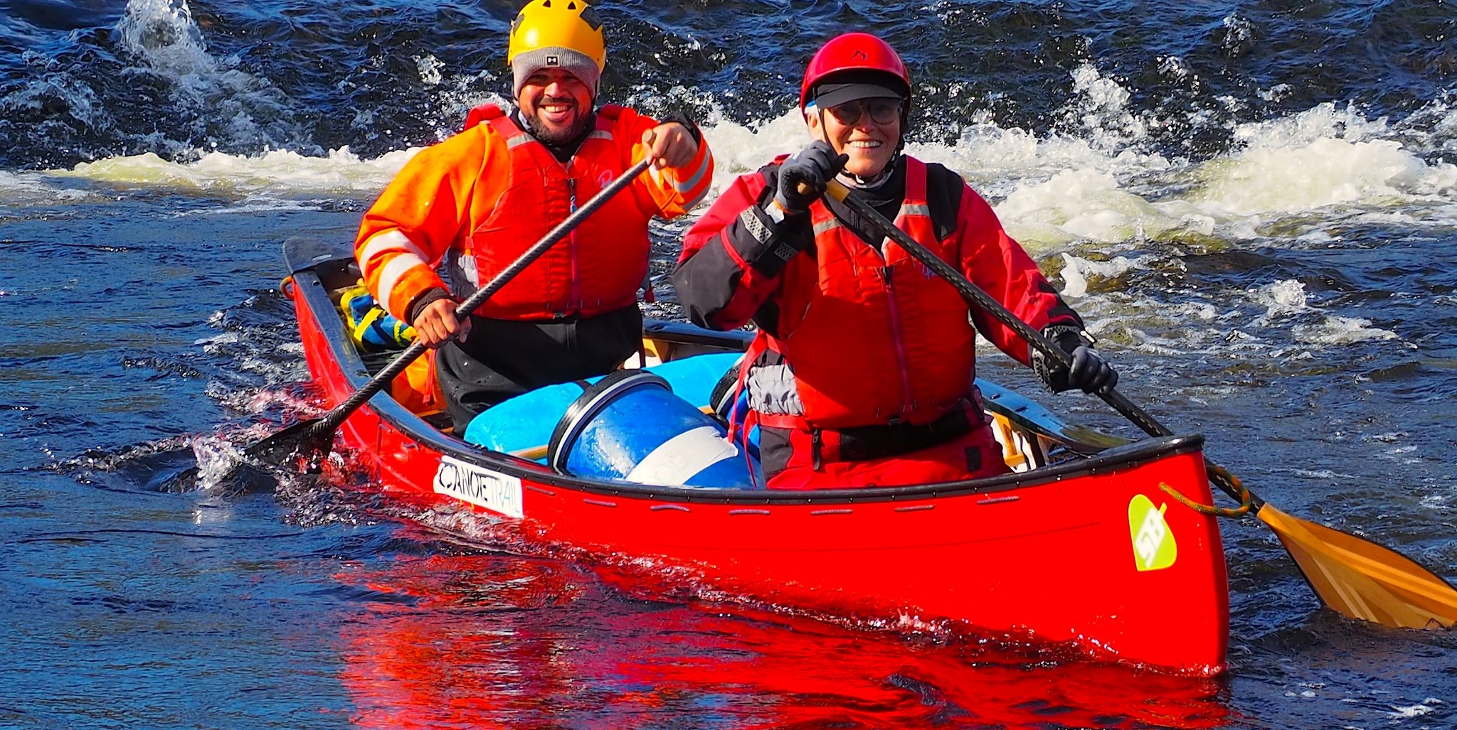 Two people canoeing