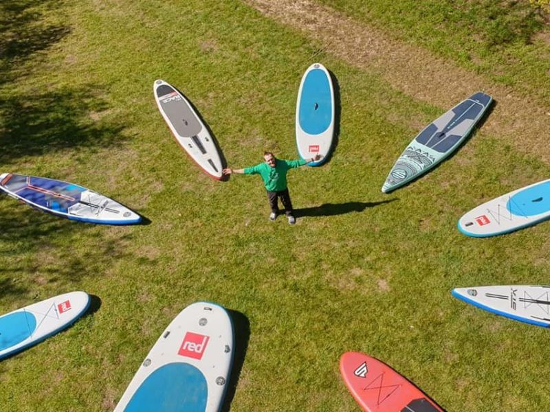 A range of paddle boards to hire including RED boards